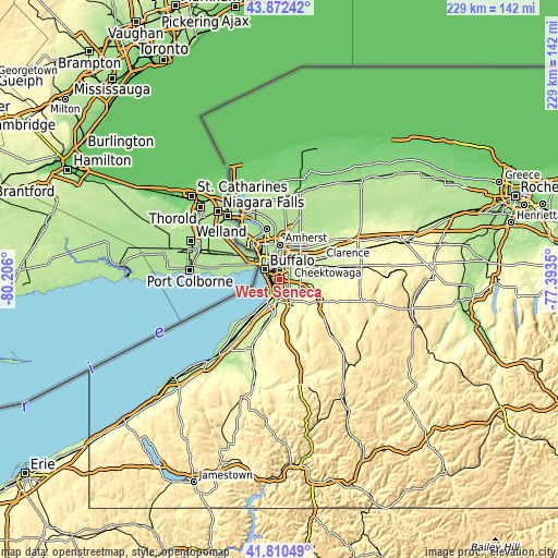 Topographic map of West Seneca