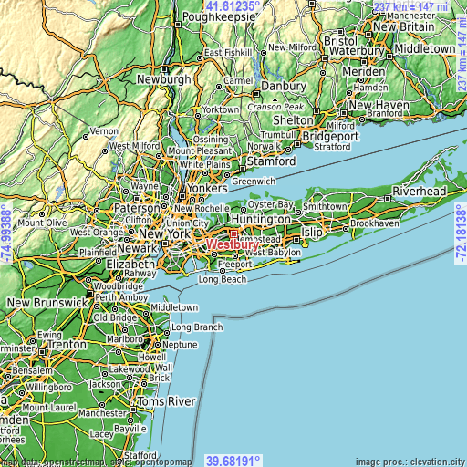 Topographic map of Westbury