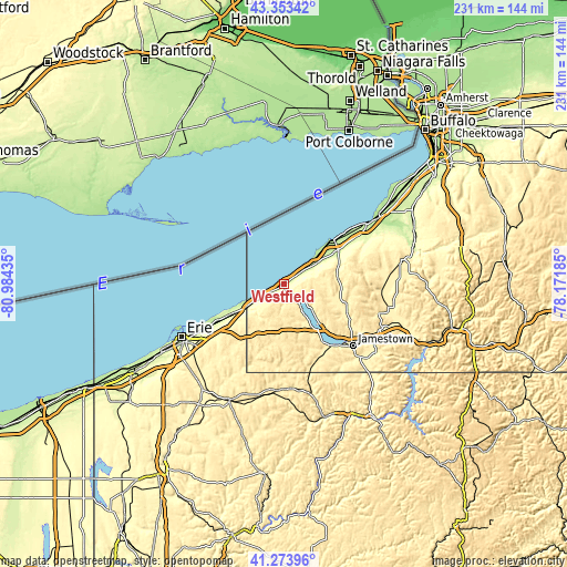 Topographic map of Westfield