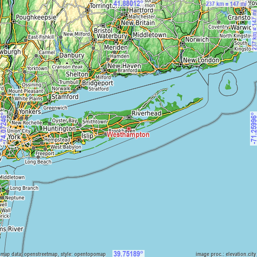 Topographic map of Westhampton