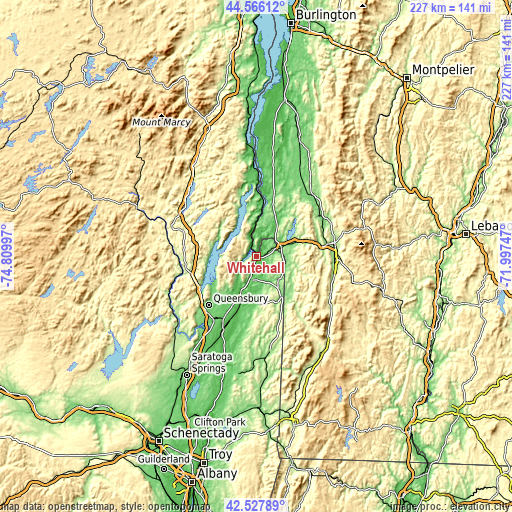 Topographic map of Whitehall