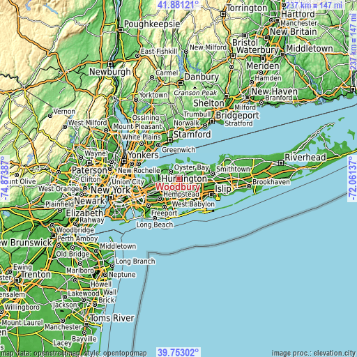 Topographic map of Woodbury