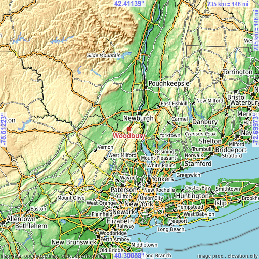 Topographic map of Woodbury