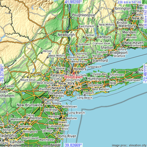 Topographic map of Woodlawn