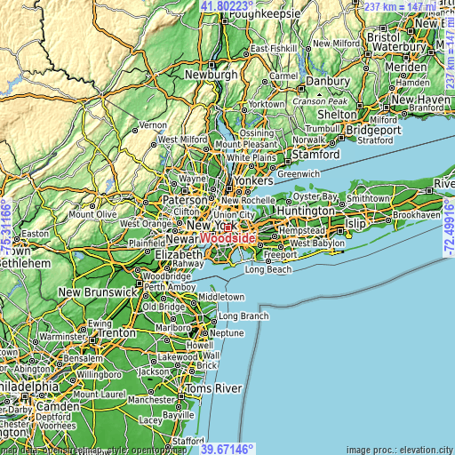 Topographic map of Woodside