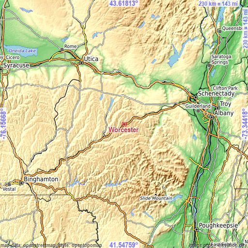 Topographic map of Worcester