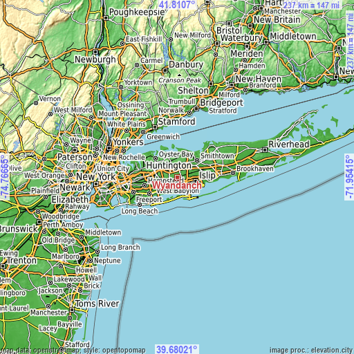 Topographic map of Wyandanch