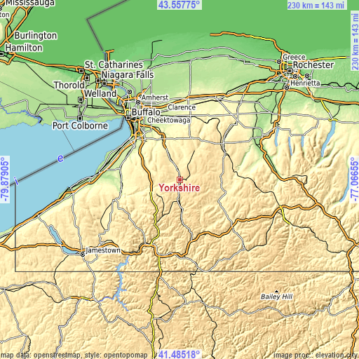 Topographic map of Yorkshire