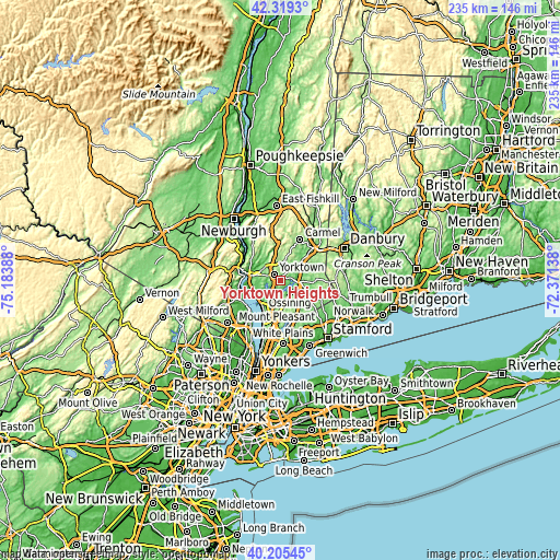 Topographic map of Yorktown Heights