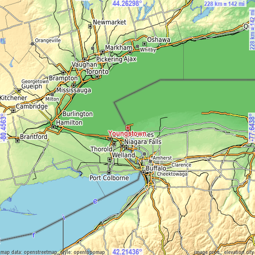 Topographic map of Youngstown