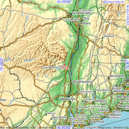 Topographic map of Zena