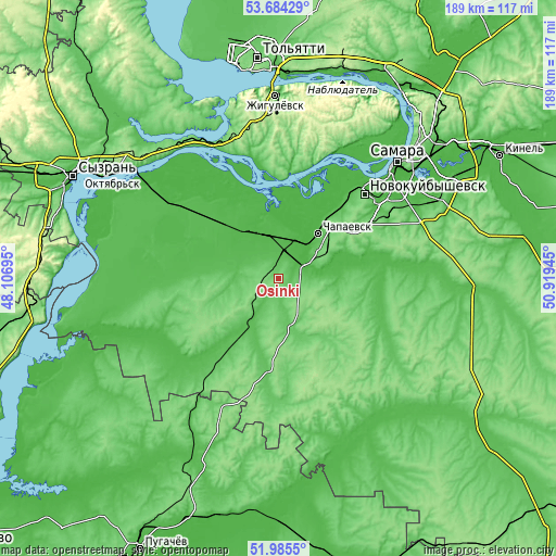 Topographic map of Osinki