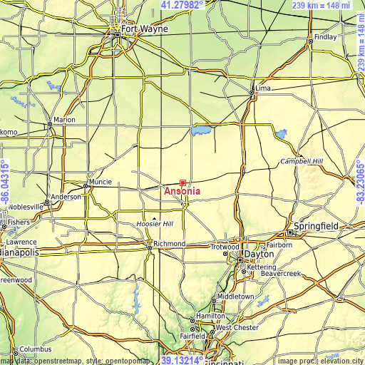 Topographic map of Ansonia