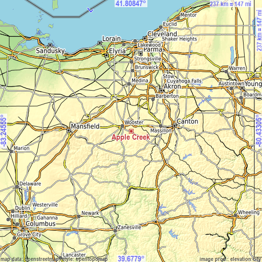 Topographic map of Apple Creek