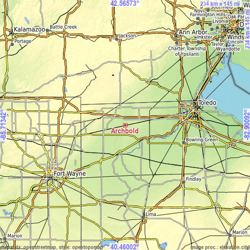 Topographic map of Archbold