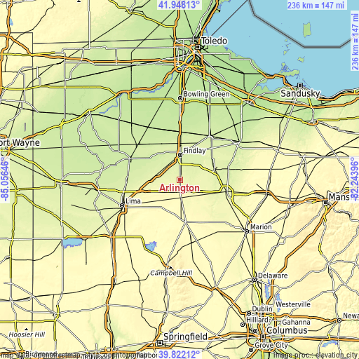 Topographic map of Arlington