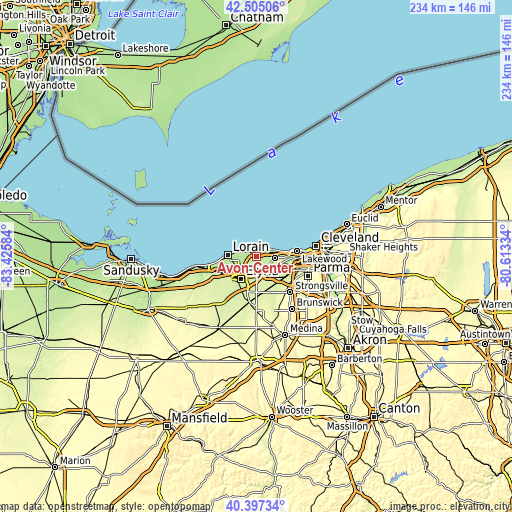 Topographic map of Avon Center