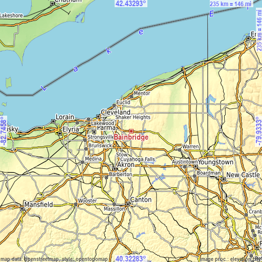 Topographic map of Bainbridge