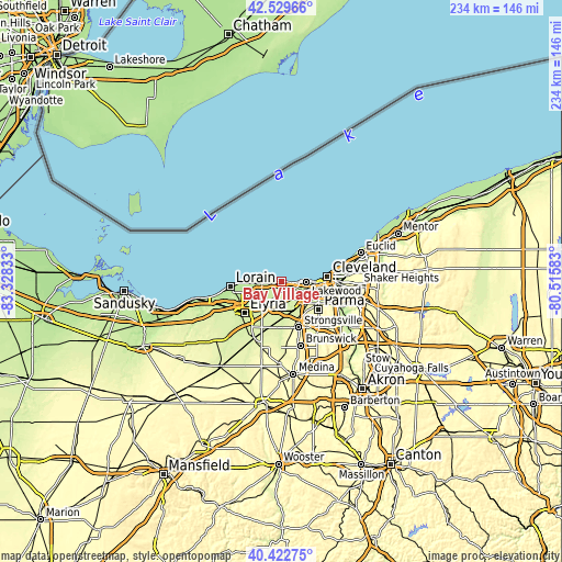 Topographic map of Bay Village