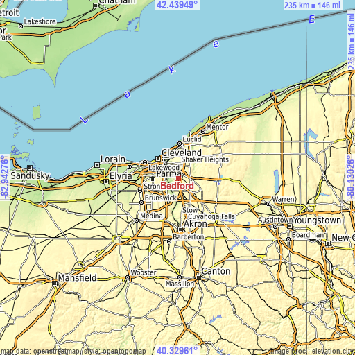 Topographic map of Bedford