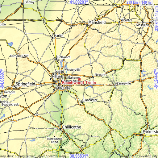 Topographic map of Beechwood Trails