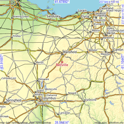 Topographic map of Bellville