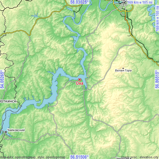 Topographic map of Osa