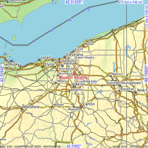 Topographic map of Boston Heights