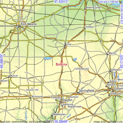 Topographic map of Botkins