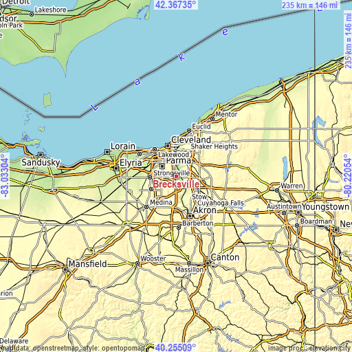 Topographic map of Brecksville