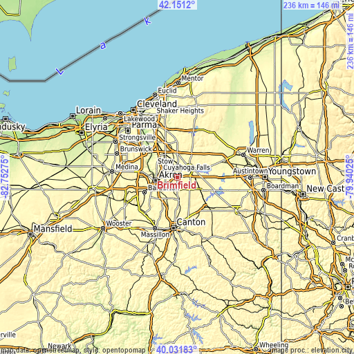 Topographic map of Brimfield