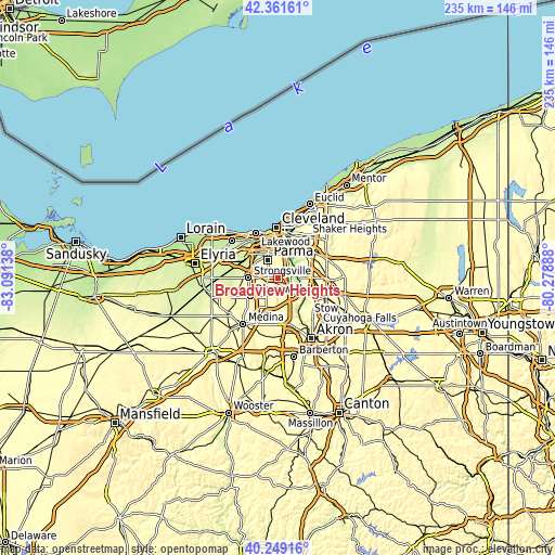 Topographic map of Broadview Heights