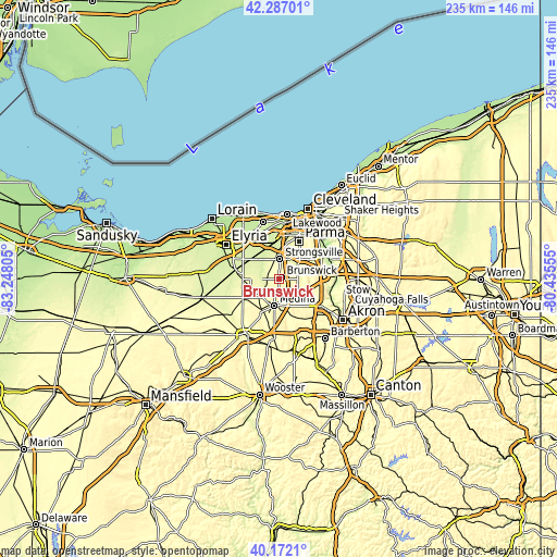 Topographic map of Brunswick