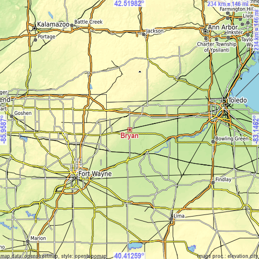 Topographic map of Bryan