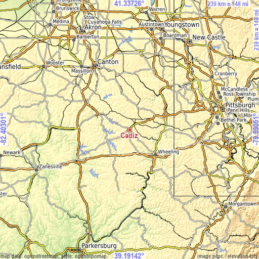 Topographic map of Cadiz