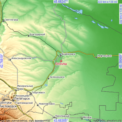 Topographic map of Orlovka