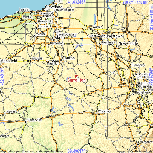 Topographic map of Carrollton