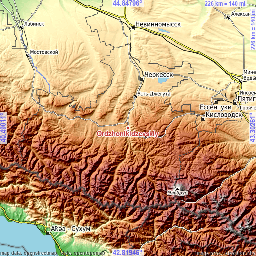 Topographic map of Ordzhonikidzevskiy