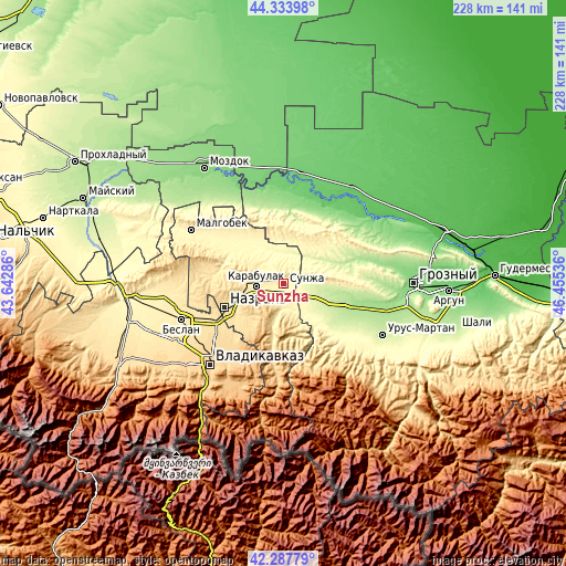 Topographic map of Sunzha