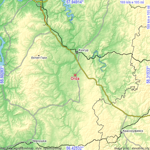 Topographic map of Orda