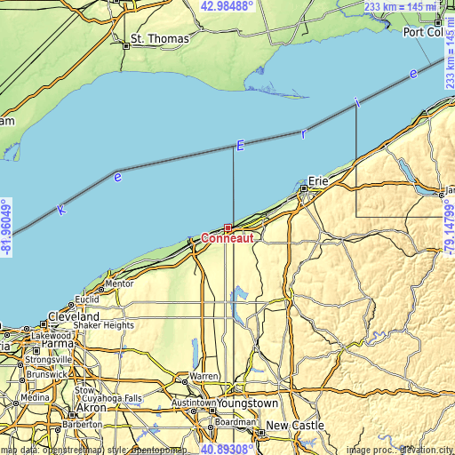 Topographic map of Conneaut