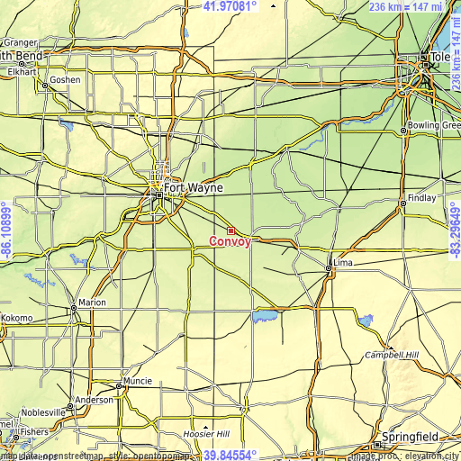 Topographic map of Convoy