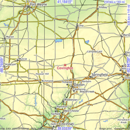 Topographic map of Covington