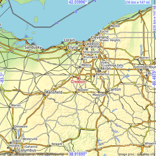 Topographic map of Creston