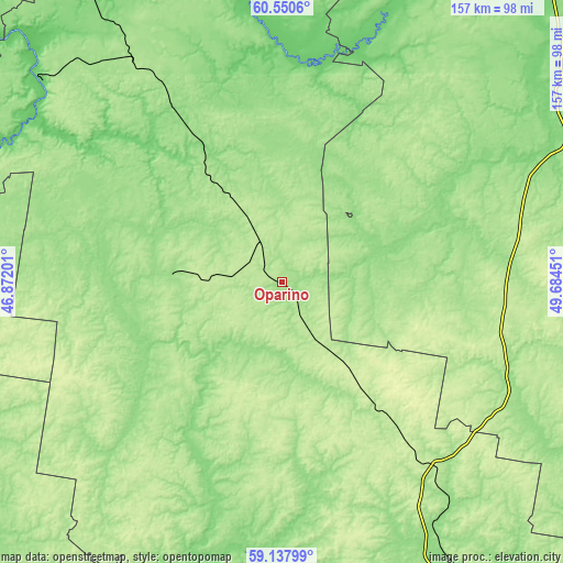 Topographic map of Oparino