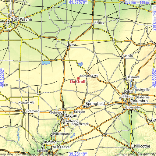 Topographic map of De Graff