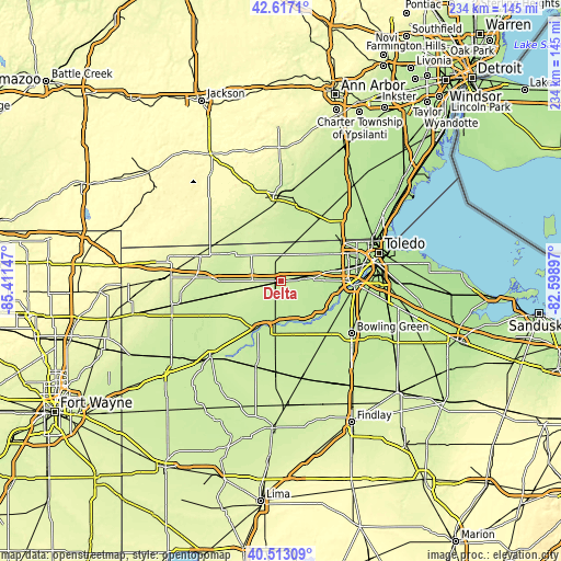 Topographic map of Delta