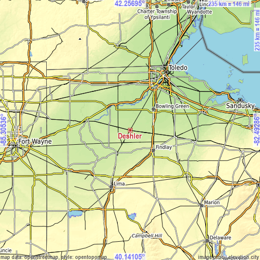 Topographic map of Deshler