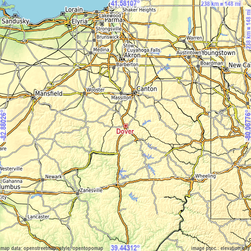 Topographic map of Dover