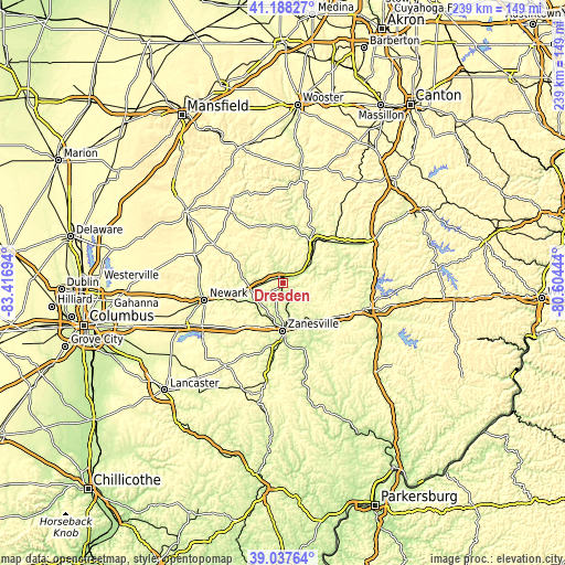 Topographic map of Dresden